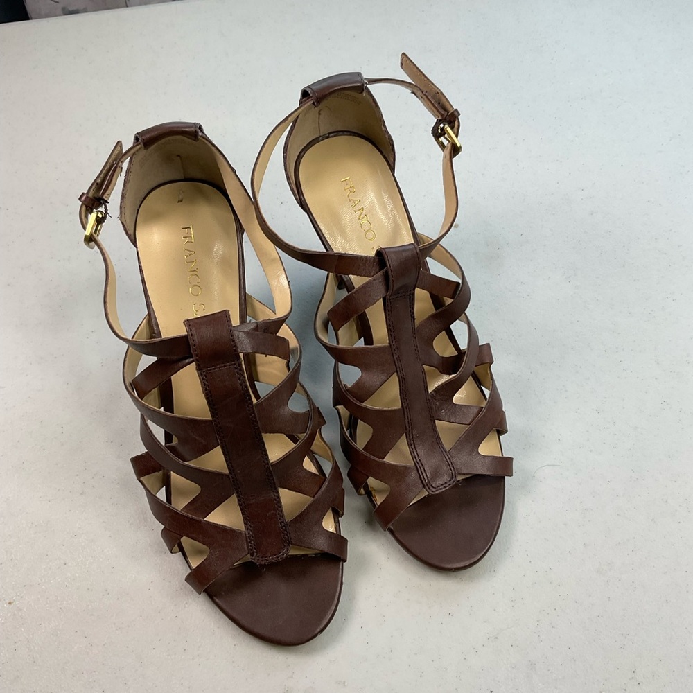 Brown leather strappy Gladiator Sandals size 8